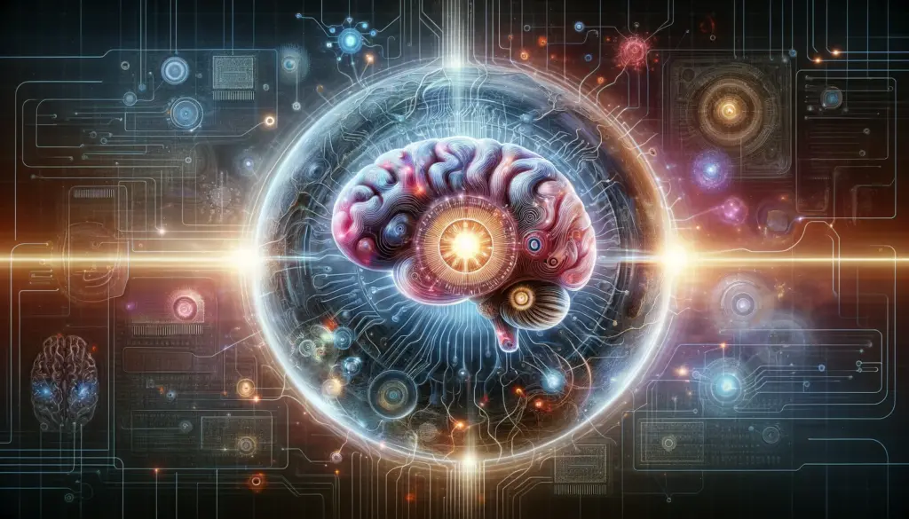 fusion entre la mente humana y la inteligencia artificial simbolizando la educacion y la certificacion en IA